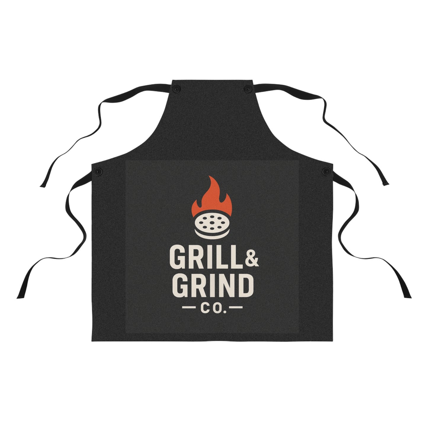 Premium BBQ Apron - Grill & Grind Co. Chef's Cooking Apron with Flame Design
