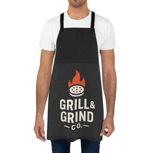 Premium BBQ Apron - Grill & Grind Co. Chef's Cooking Apron with Flame Design